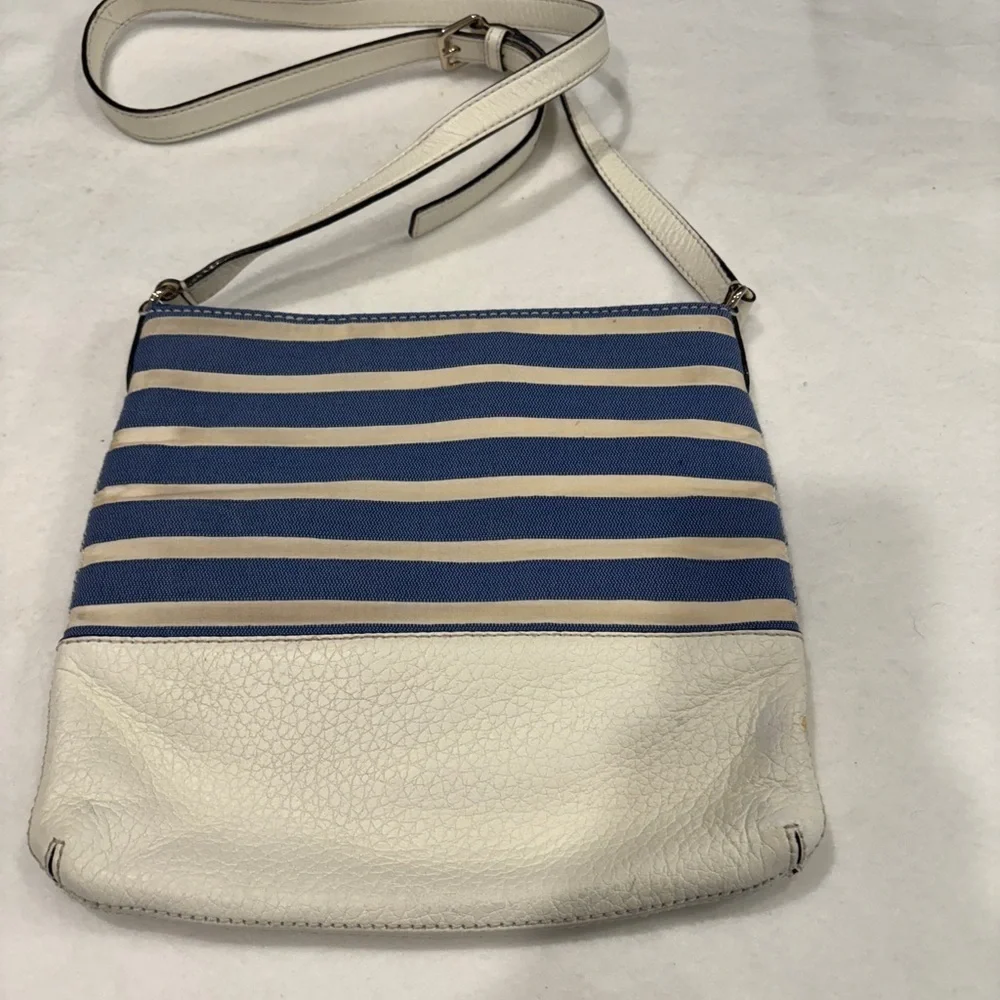 Kate Spade Blue and White Striped Crossbody Bag - Picture 2 of 4